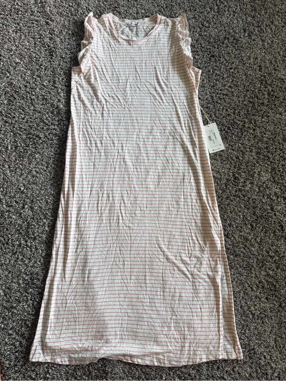 Carve dress-Large-NWT. Striped Sleeveless Midi Dress in Light Pink